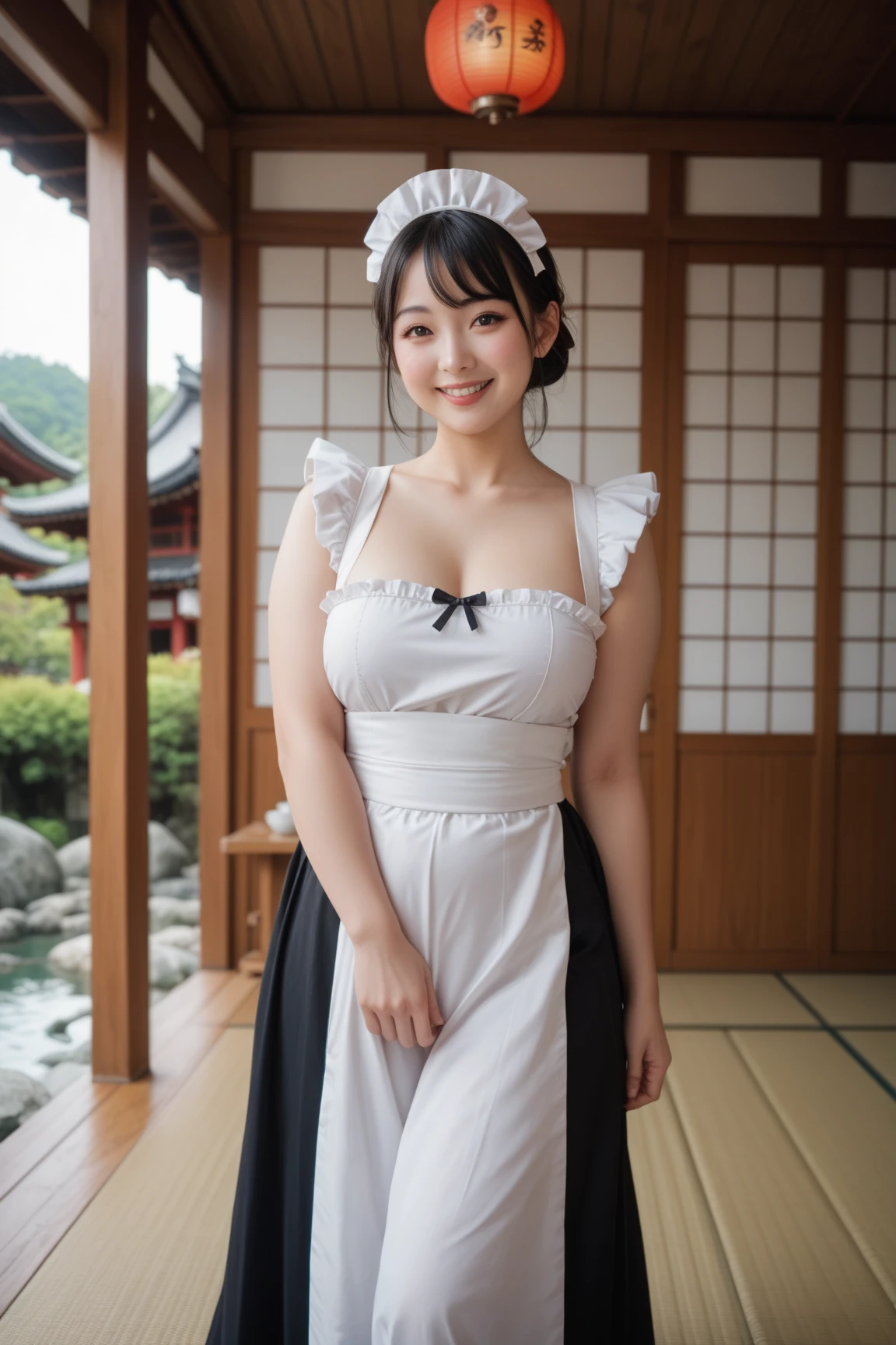 8K quality, masterpiece, live action, realistic human feel, realistic skin texture, natural skin, medium breasts, sexy and gorgeous underwear, hooded maid cafe, maid leaning against stone wall, bewitching Japanese woman, toned body, micro mini skirt, cobblestones, night, cinematic lighting