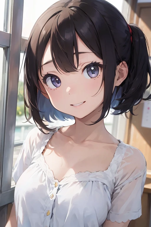 looking ahead,from above,slouch,handjob,side view,face focus,open mouth,tongue out,cum on tongue,Licking a white dildo,(1girl,Beautiful 14 year old girl),((Slender,Small breasts,Baby Face,Small face,)),looking at viewer,Black Hair,bangs,two side up,Gray Eyes,Drooping eyes,slit pupils,narrow eyes,White sweater,bare shoulder,black tight mini skirt,Beautiful and detailed anime art,Mischievous smile,Dimly lit room,Simple Background,Gray background,Low lighting
