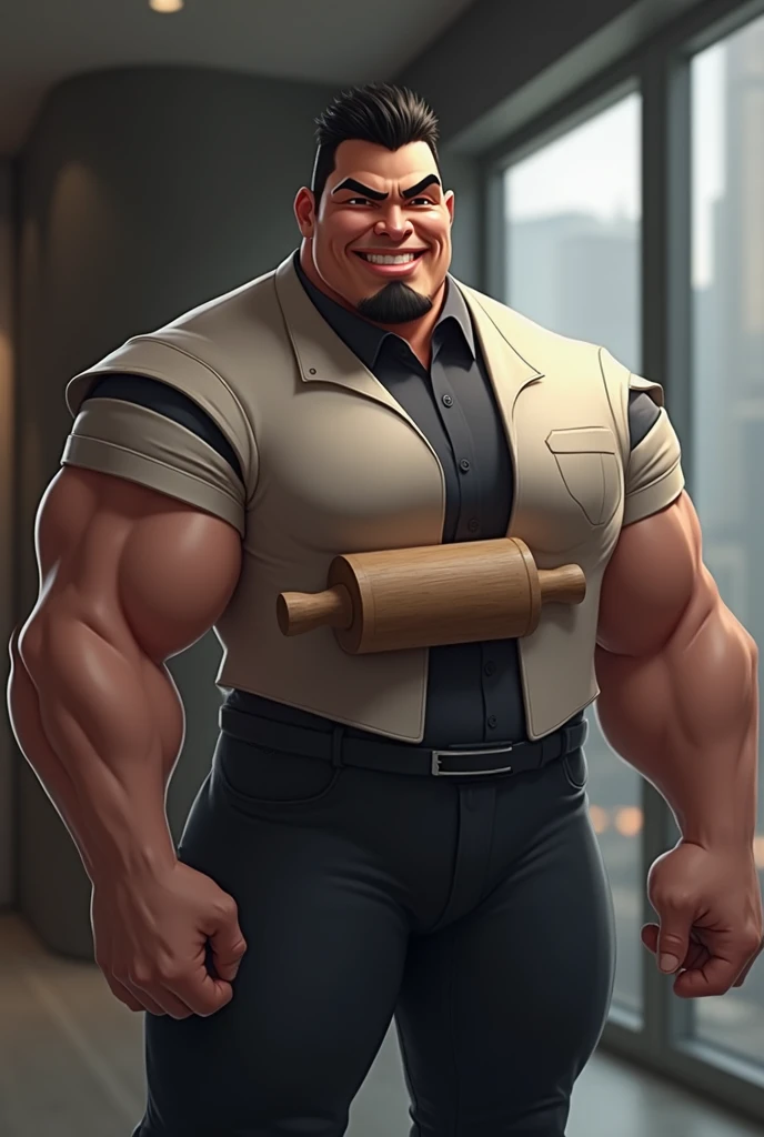 (1man),muscular, brown eyes, casual clothes, handsome, big bulge,intricate details, Masterpiece, high quality, best quality