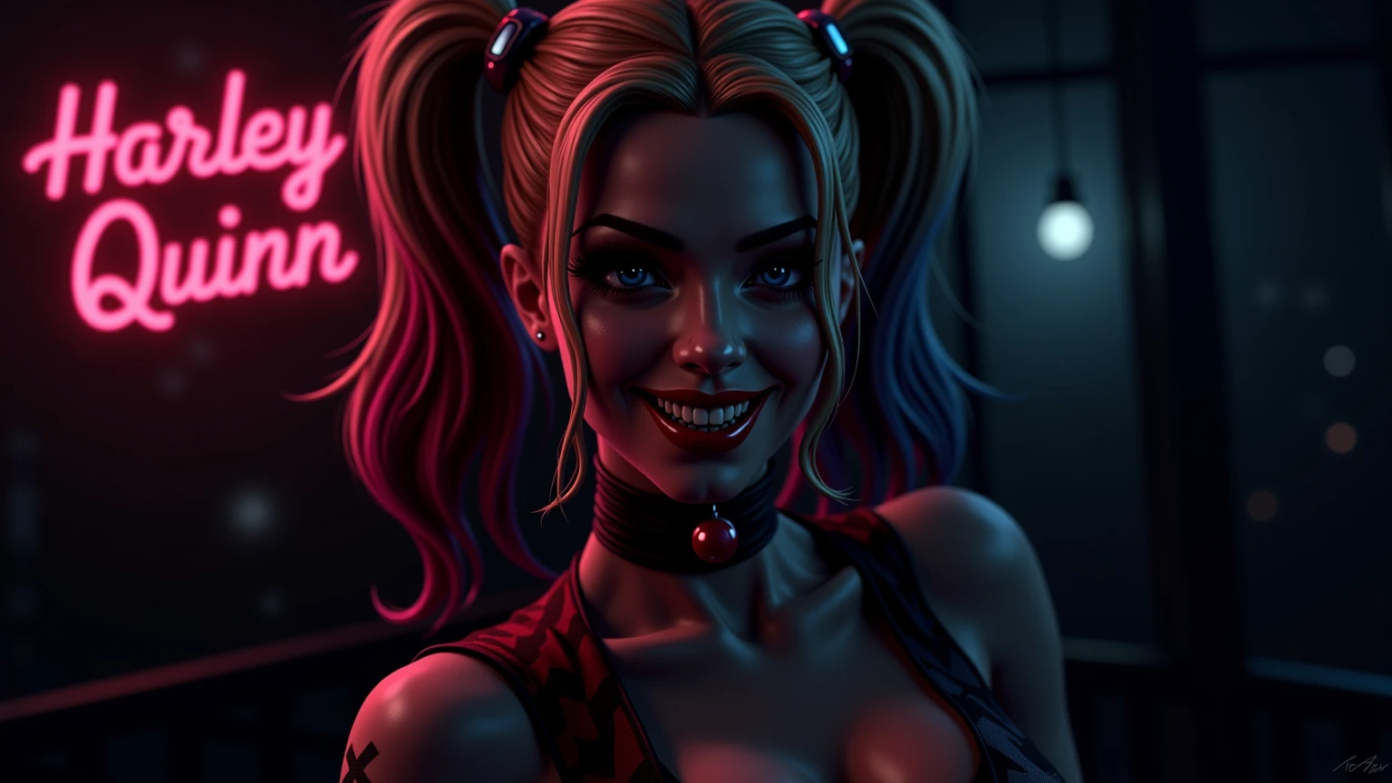 (masterpiece, best quality:1.2),<lora:jeanette:0.7> jeanetteVTMB_soul3142, 1girl, solo, breasts, skirt, blonde hair, shirt, twintails, choker, midriff, tied shirt, in an alleyway, night time, , ((people in the background)), smiling, , Realism, 3D, RTX, super resolution, ultra hd, megapixel, high details, detailed and intricate, intricate details, high intricate details, absurd amount of details, (8k resolution), 8k, 8kres, 8k res, absurdres, high resolution, ((high quality:1.2, masterpiece:1.2)), <hypernet:better2.5D:0.5>
