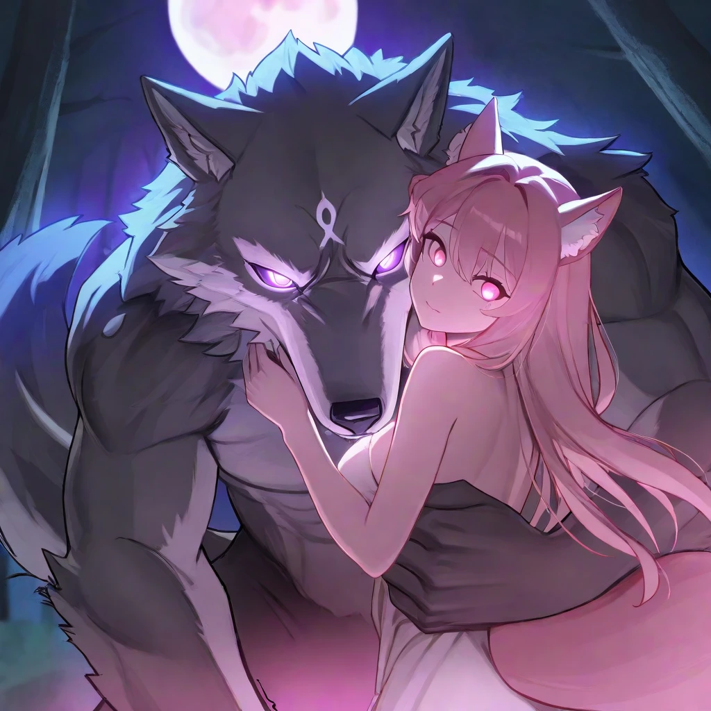 High-quality illustrations, doujinshi cover_page, highres, absurdres, The story of the meeting of a girl and a wolf,