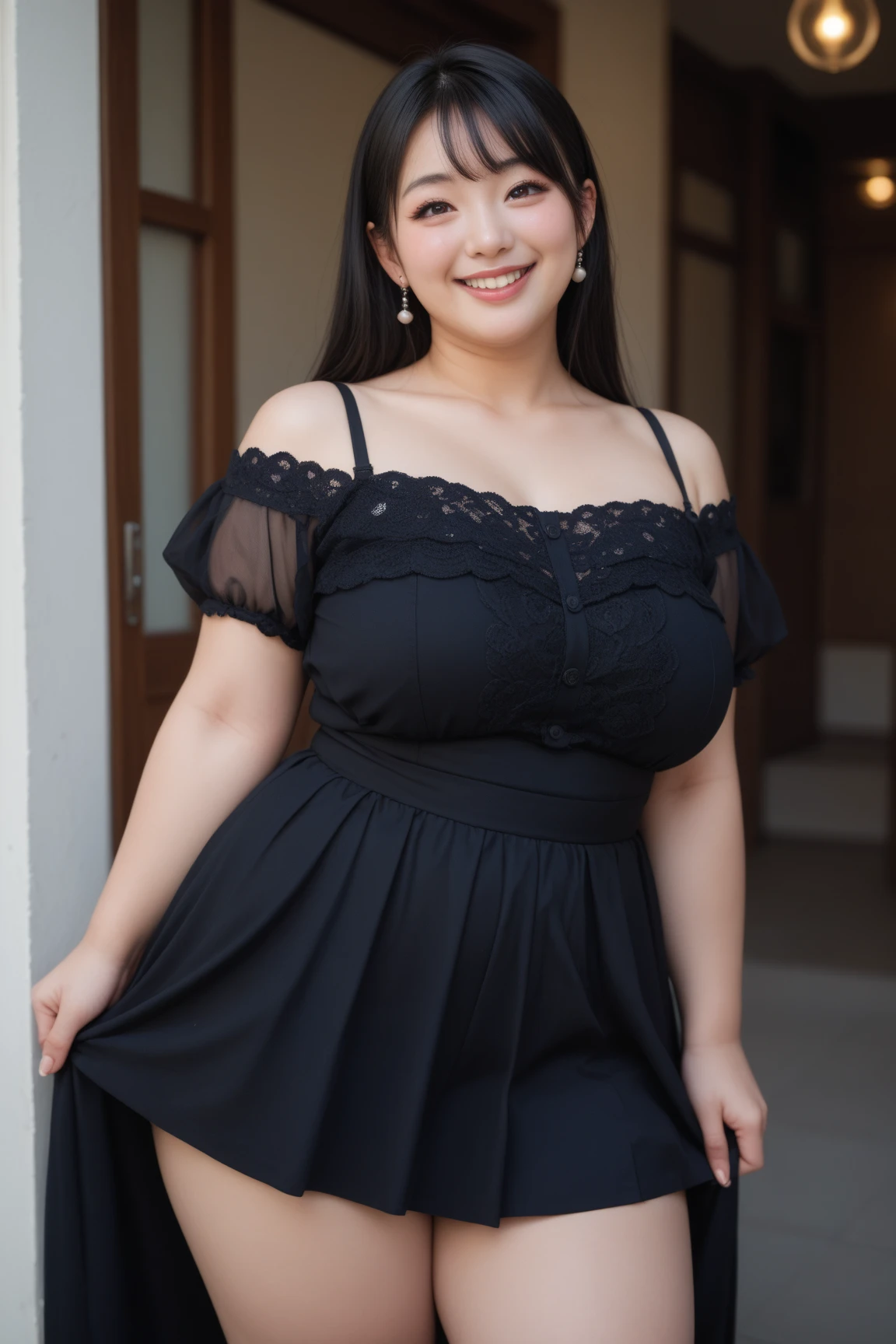 A beautiful and hot almost chubby mature woman.who is wearing a patterned short dress and is and standing in the park. A smiling face、sexy woman、A radiant smile、adorable、race、Frills、Colorful design、Full-length mirror、An inviting gaze、Gorgeous long and beautiful hairstyle、variation Hairstyle、Open neck blouse、Flower Garden、Sparkling、Elegant Princess