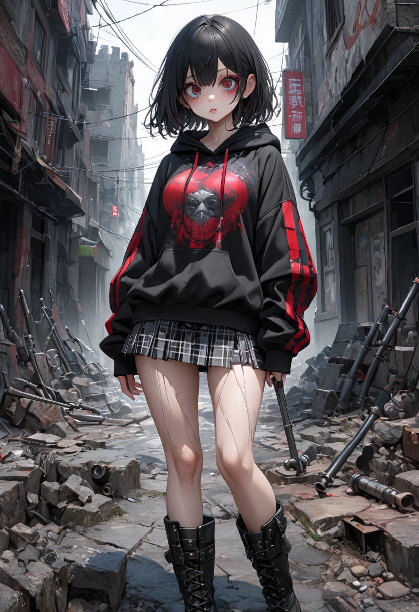 (( best quality )),(Ultra high resolution),( tall Highly detailed ),( Detailed explanation ),(( best CG )),( Best Works of Art ), Ultra Precision Art, Amazing Painted Art ,( Exact Detailed Art :1.5), woman, smile, headphones, large open front hoodie, punk,