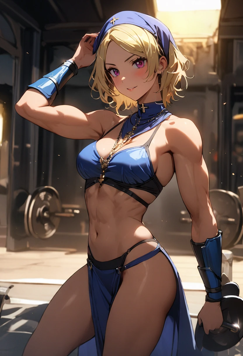 NSFW (Highest quality:1.5, High resolution, 超High resolution, 4K, Detailed lighting, Shaders)(Beautiful details:1.6)(Artoria Pendragon), alone (Swimwear)++ short hair,ponytail Parody, Blue choker, Beautiful Abs Beautiful arm muscles ((Are standing)) Realistic swimming pool Angle from below Cool look Beautiful ass