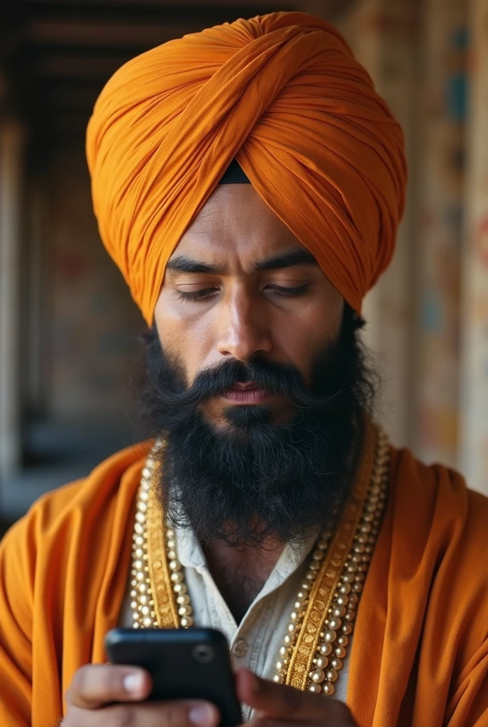 Oil painting of old wise sikh guru nanak dev ji praying sit on ground universe galaxy in background, extremely detailed, upscale, enhanced quality, majestic, hyperrelistic, cinematic,high contrast,face enhanced,real engine, 