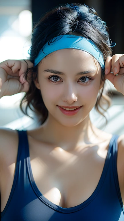realistic, 1 girl, ponytail, parted lips, blush, compensate, light smile, gray hair, sportswear, skirt, wet clothes, shine, thighs, purple eyes, bare shoulders, clavicle, Plump、Super big breasts、super big buttしたウエスト, sunbeam, sunlight, Rose, Wind, cleavage, (masterpiece), Sweat,Plump、Super big breasts、super big buttラクダのつま先、huge tit、Nipple Puffs、cleavage、nipple、My chest is about to explode、embarrassing、nippleいじり、自慢のnipple、Super big breasts、super big butt、earrings、earrings、necklace、thick lips、heterochromia、bangles、Caster wheel、first round、hair charm、lip gloss、eye shadow、long false eyelashes、well-groomed eyebrows、tear bag、lip gloss、red lipstick、eyeliner、red cheek、headband、ribbon、Manicure、pedicure、nail、Ahegao、blushて