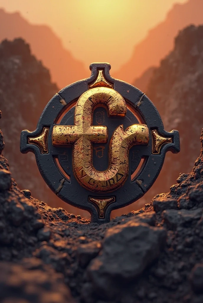 (((A huge building in the wasteland in the form of an emblem))) , the atmosphere of a post-apocalyptic world, photo realism, a top view of the wasteland