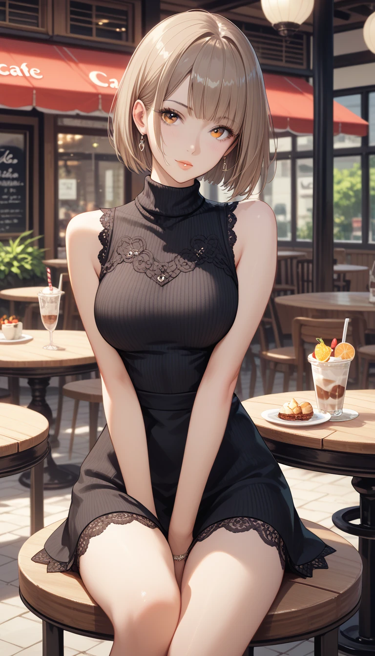 A very cute beautiful girl、Pretty lips、Very sensual、Skin like in the picture、G-cup bust、Smiling Beauty、Sexy pose、Highest quality、High definition、A beautiful woman with a large amount of milky liquid flowing all over her body、Sweaty、See-through camisoles in various colors、T-back shorts、Sexy Short skirt、Navel costume、Izakaya cafe、Sweaty、Thighs、