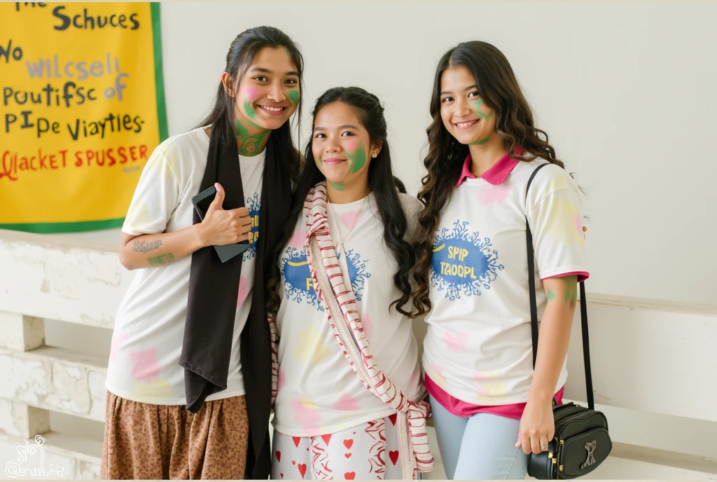 With indigenous paintings on the forehead