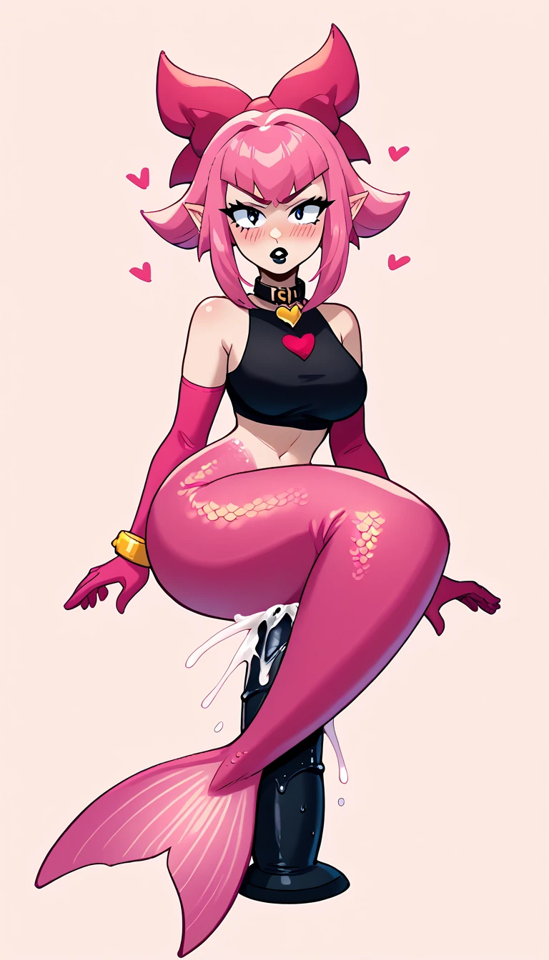 (masterpiece, Best Quality:1.2), furry, pokemon, 1 boy, Mewtwo, looking at the viewer, girly, effeminated boy, angry, highly blushed, fat ass, wide hips, curvy male, crossdresser, detailed face, detailed hands, detailed image, flat chest, by cham22, by sqoon, no nipples, goth make up, black tube top, denim shorts, goth, black lipstick, thick thighs, back view