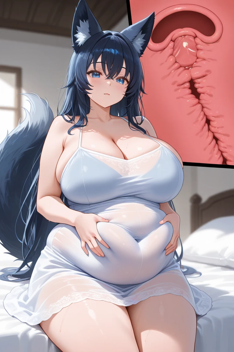 (mother and daughter, age_difference,size_difference), listening to the heartbeat , hugging each other,grabbing tit,(Cum on body), embarrassed,blush,tears in eyes, sweat, , masterpiece, best quality, very aesthetic, absurdres, ,ahri(league_of_legends), mature mother and cute daughter, kitsune, kyuubi, deep purple hair,deep purple fox ears, long_hair,brown_eyes ,facial mark, whisker markings,white fox tail,kyuubi, large_breasts, long sleeves, magic, white multiple tails, off shoulder, sharp fingernails,(red_and_white_dress:1.2),,in swimming pool,blur background,background defocus,