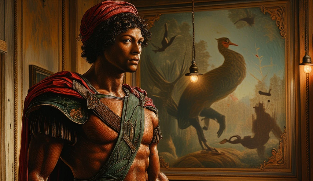 a surreal courtly photography, ultra-detailed, panoramic composition of subject and complete surrounding environment, handsome manly young topless christian hogue sitting on a throne, wears rich silks shorts and decorations, a crown on his head, Gold snake pattern tattoo , inspired by Cornelis Engebrechtsz, inspired by Nikolay Nikanorovich Dubovskoy, inspired by John Nelson Battenberg, inspired by Konstantin Westchilov, maximalist art nouveau, modern art nouveau, Artem Demura. Alphonse Mucha. Homem com asas de anjos