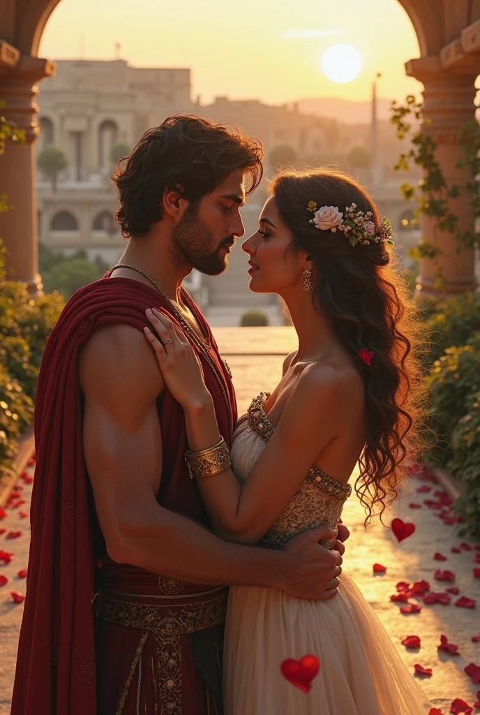 masterpiece, best quality, (extremely detailed CG unity 8k wallpaper), (best quality),Buff and tall man in love with a cute girl with black hair, brown eyes, fair skin, sweating intimately in harmony on a romantic honeymoon,