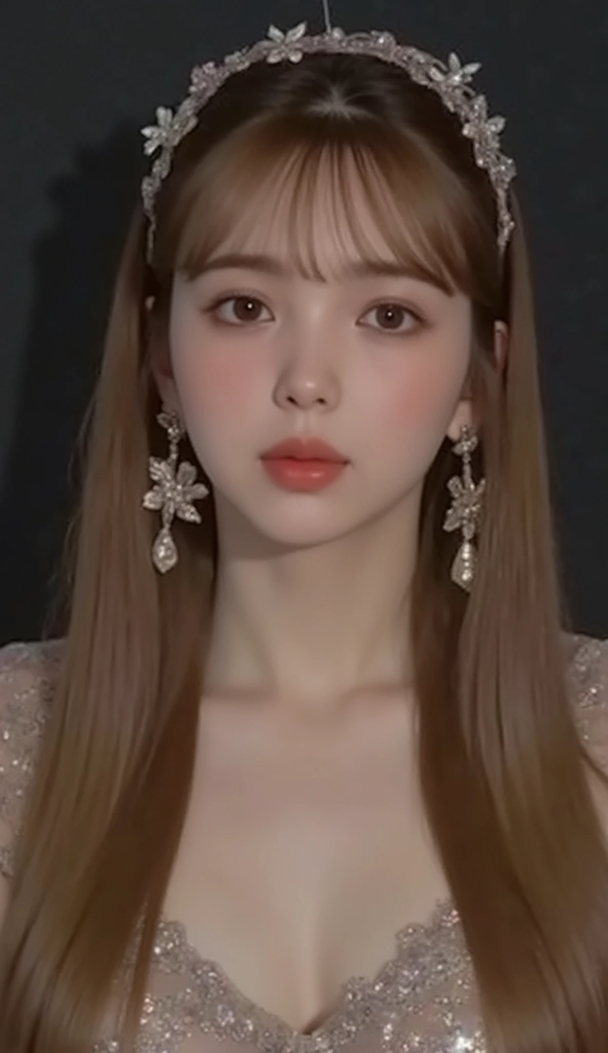 (mature adult woman wears a１By people),beautiful hair,With bangs,long hair, realistic person images in dark waters,Realism,Best Quality,mastepeice,Highest quality,best quality,highest resolution from vagina,fine details,Beautiful detailed face,((((Lower your eyelids笑顔になる)))),((realistic skin quality)),((Wear)),detailed background,( accurate body),(perfect body),(((upper body))),((Realismのある肌)),((super big )),((large breasts)),(((lingerie in a private room))),((( in a dark room))),(((that looks good and makes you smile))),((On a bed in a dark room)),(((Lower your eyelids)),(((Selfie photos))),