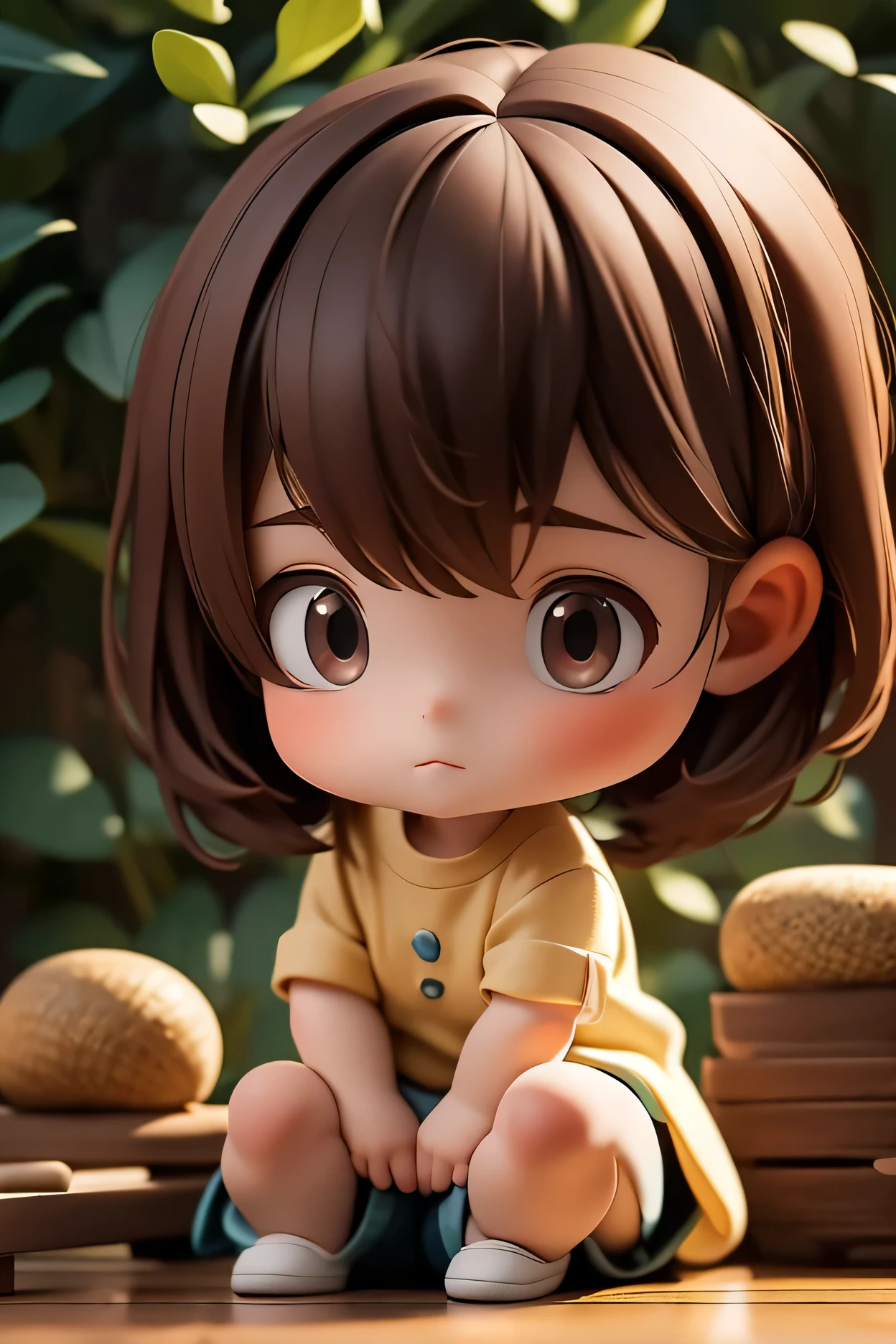 , a  girl, shocked by the earthquake,brother comforting her,Shocking Face,Sitting, shrinking,a little slack,background, place inside the house,Soft light,Calm ,warm tones,oil painting,high image quality,4K,with realistic resolution,HDR,Colorful,bokeh