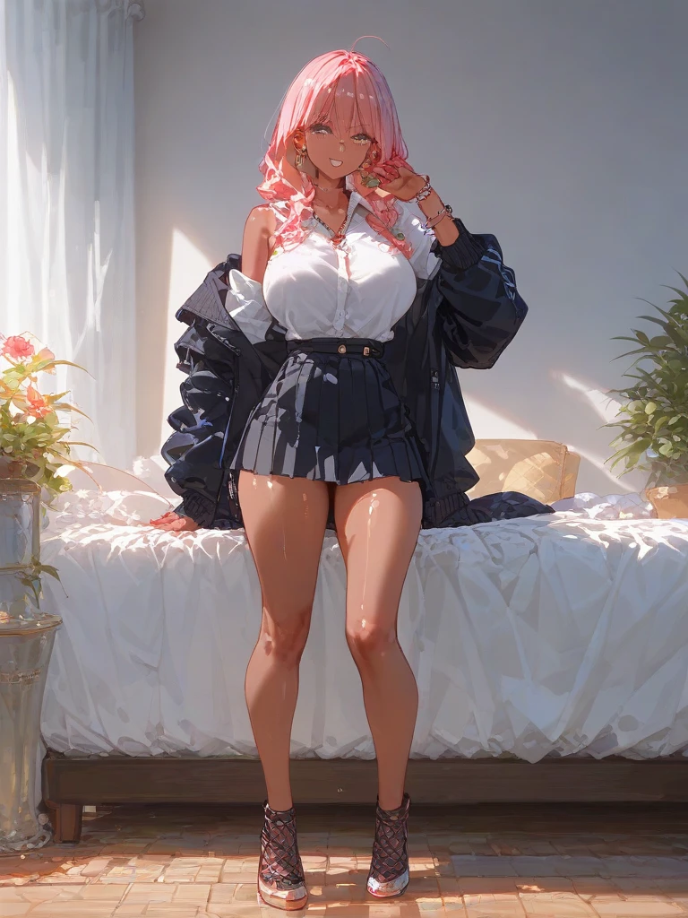 1sexy girl with forest clothes, flowers, leaves, mandalas, fractal, Sleeping Beauty, by Bella🦋 full body, beautiful girl sleeping, room with mirror, girl sleeping on bed and sheets, old clock and lamp on table, full body,  Transparent clothing,open legs, view of pubic hair, 1 sexy girl in transparent forest clothes,exposed breasts, open transparent t-shirt, ((SFW)), (1.femele, Solo), High resolution 16k close-up of human skin、Skin texture must be natural、Details: The extent to which pores can be identified in detail、Skin looks healthy、Uniform color tone、Use natural light and color、(masutepiece, Best Quality, High quality:1.4), Professional artwork, Intricate details, field of views, Sharp Focus, detailed photo, masutepiece, Cinematic lighting, trending on pixiv, (Vibrant lighting, Vibrant colors, by Nagasawa Rosetsu:1.05),  Solo, (Curve:1.1), looking down to viewer, Smile on his face, ((From below:1.5)) Looks Back, ((Leaning forward)), seen from back, Office, (Full body shot:1.1), (pink hair:1.05), Long hair,makeup, Ultra Detail Hair, ultra detail face, (Purple eyes:1.05), Perfect eyes, Perfect face, earrings,