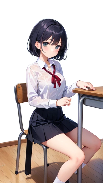 (Realistic :1.4), (Masterpiece, side light, Beautiful eyes with Fine Detail :1.2), Masterpiece * Portrait, glowing eyes, shiny hair, solo, fair and glossy skin, female teacher, teacher uniform, 23 years old, 1.72m tall, F-cup huge breasts, Fleshy body, plump hips, huge ass, big legs, small waist,
