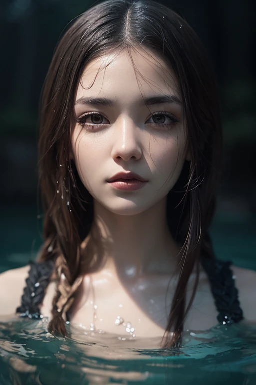 1fille, jeune, metis, portrait, Realstic, visage,nudity, side lighting, wallpaper,wet