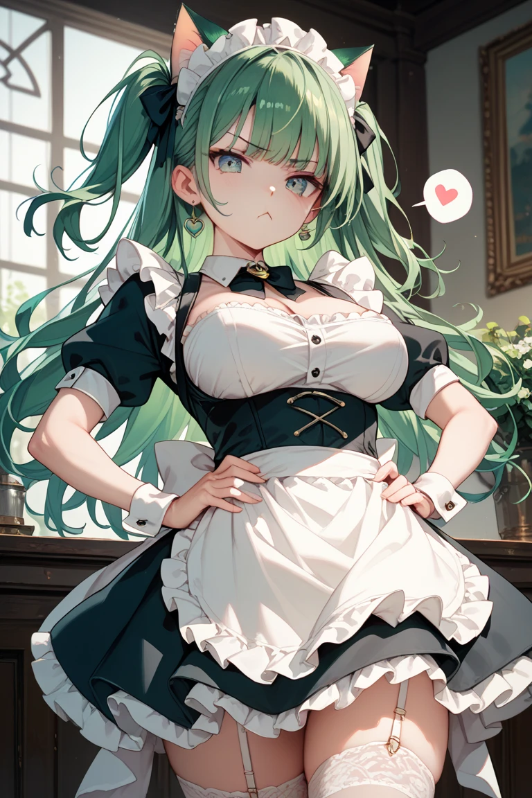 ((Style anime)), ((masterpiece)), ((Detailed bodybuilder physique)),(detailed), An elf, green hair, blue eyes, wears maid clothes, muscular arms, gym scene, muscular legs,
First week at the gym result,