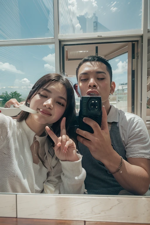 There is a man and a woman posing for photos, 8K selfie photos, cute couples, 8k HD photos --auto --s2