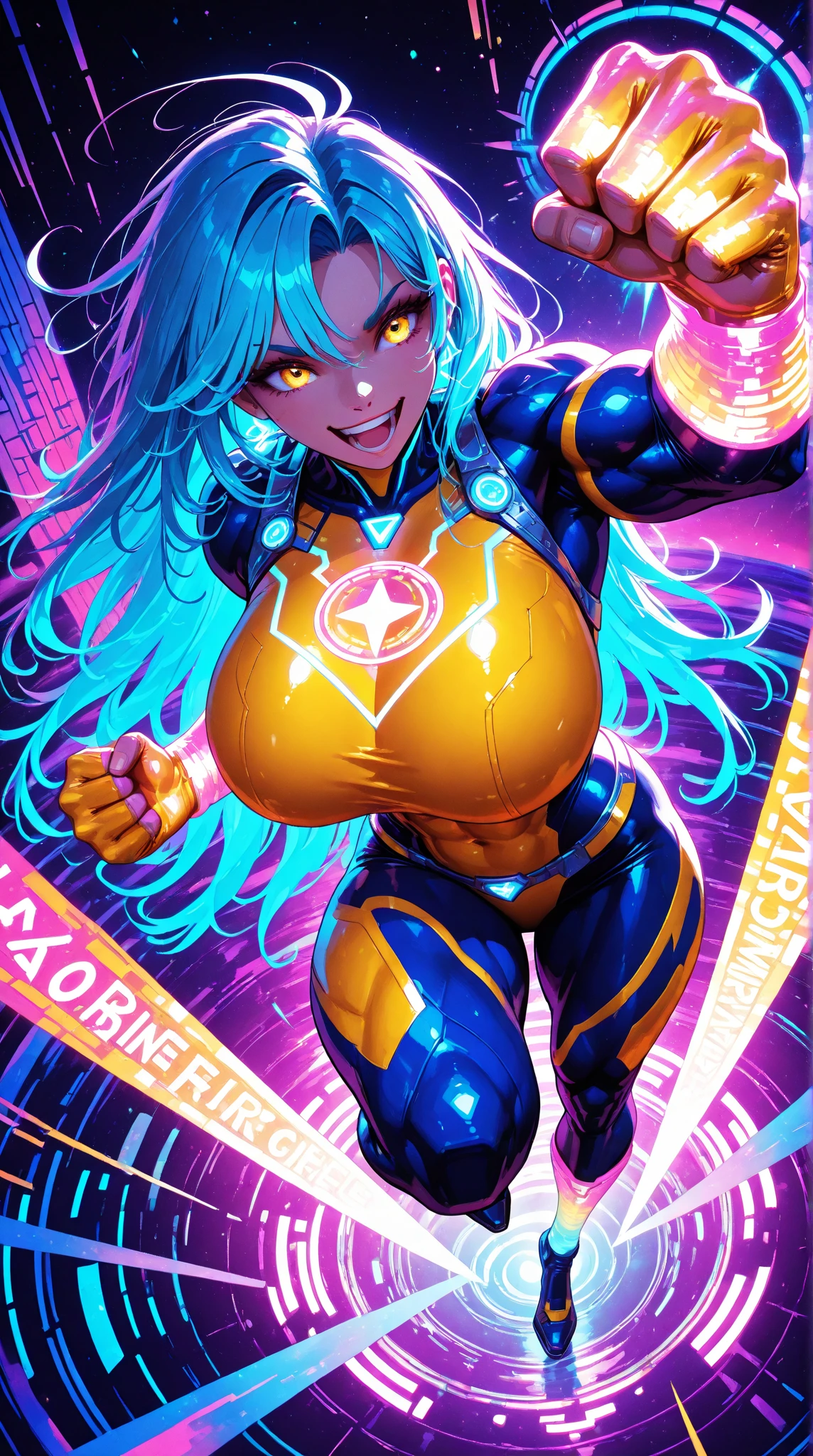 domino mask, large breast, comic cover, magic, glowing, <lora:Comic-10:0.6>, <lora:DominoMaskV8:0.6>
