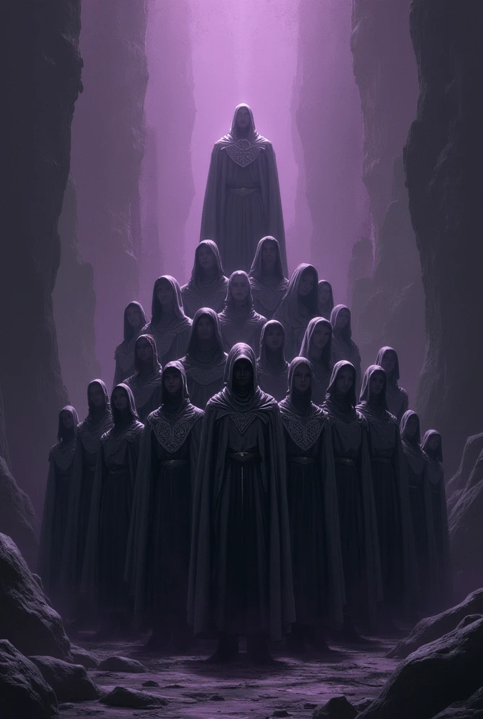 The rise of the community, representing oath and loyalty, is written in gray, black and purple tones called serment