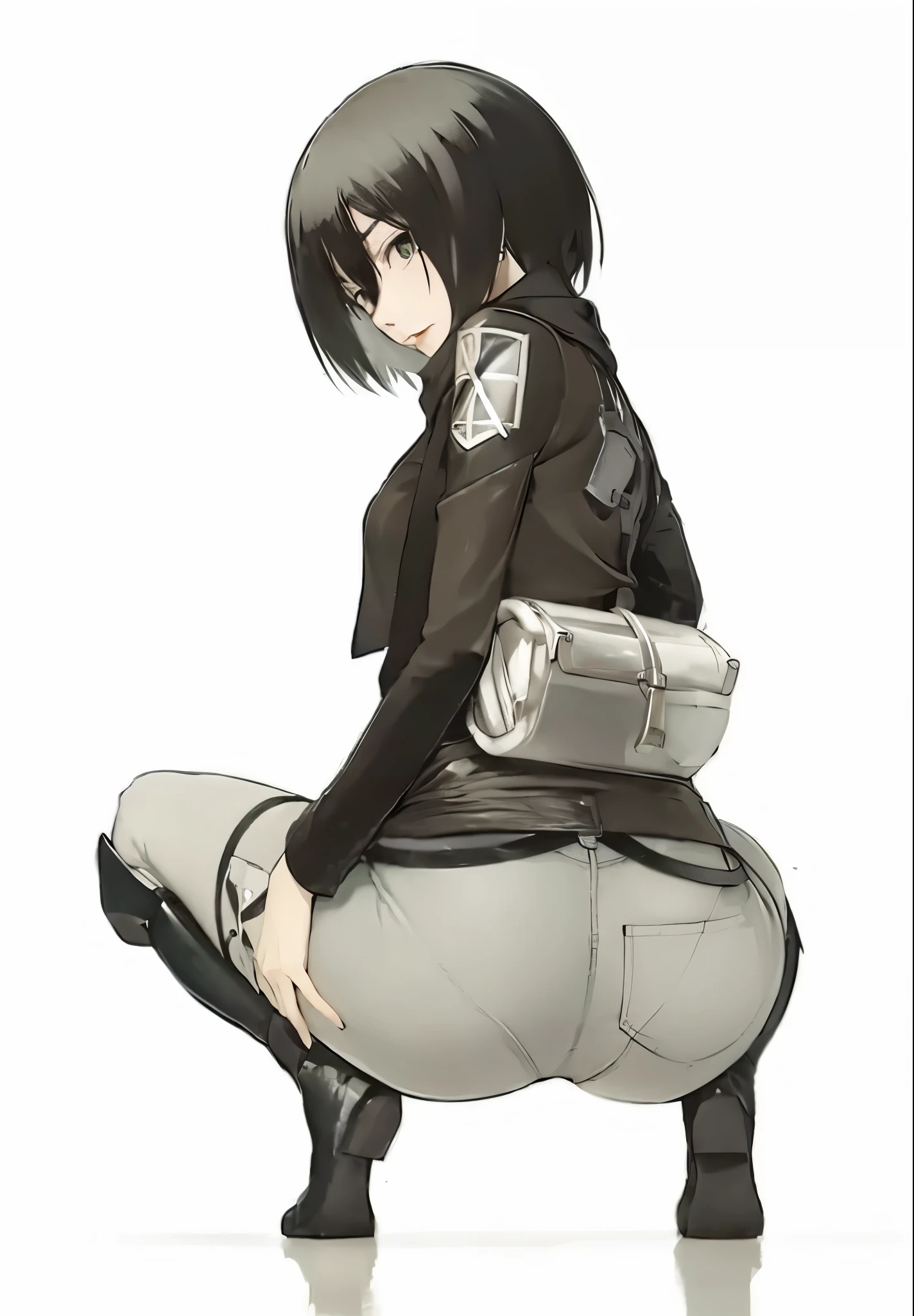 (masterpiece), (best quality), ((ultra-detailed)), (high resolution), (an extremely delicate and beautiful, super fine illustration), official art, BREAK 1girl, (:1.5), (tiny girl:1.7), (5yo)lat chest:1.4), Plump, (Thick thighs:1.5), (big ass:1.5), erect nipples, Huge areola, large nipples, long nipples, erect nipples, oily skin, BREAK droopy eyes, emerald blue eyes, (bad mood:1.3), (clear face:1.3), (half closed eyes:1.4), BREAK bob cut, tired hair, messy hair, Black hair color, girl wearing black round glasses, BREAK loafers, (black cropped sweater:1.4), BREAK (white bodystocking:1.4), BREAK Sweat, steam, humid, BREAK (standing on the desert), BREAK (dynamic angle:1.4), blurry background, strong light, (ass focus:2.2), (from behind:1.4), (looking ahead:1.4),