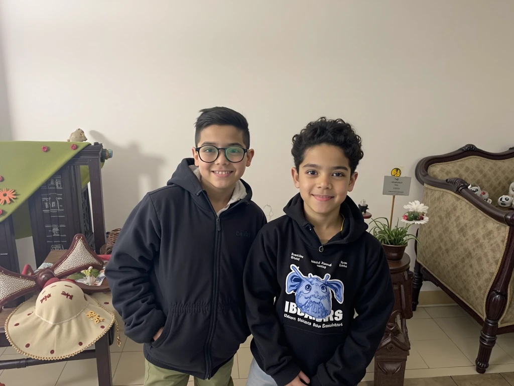An image of two boys wearing black t shirts first one name is Haider and second one name is Muzammil and their names are labelled on their t shirts