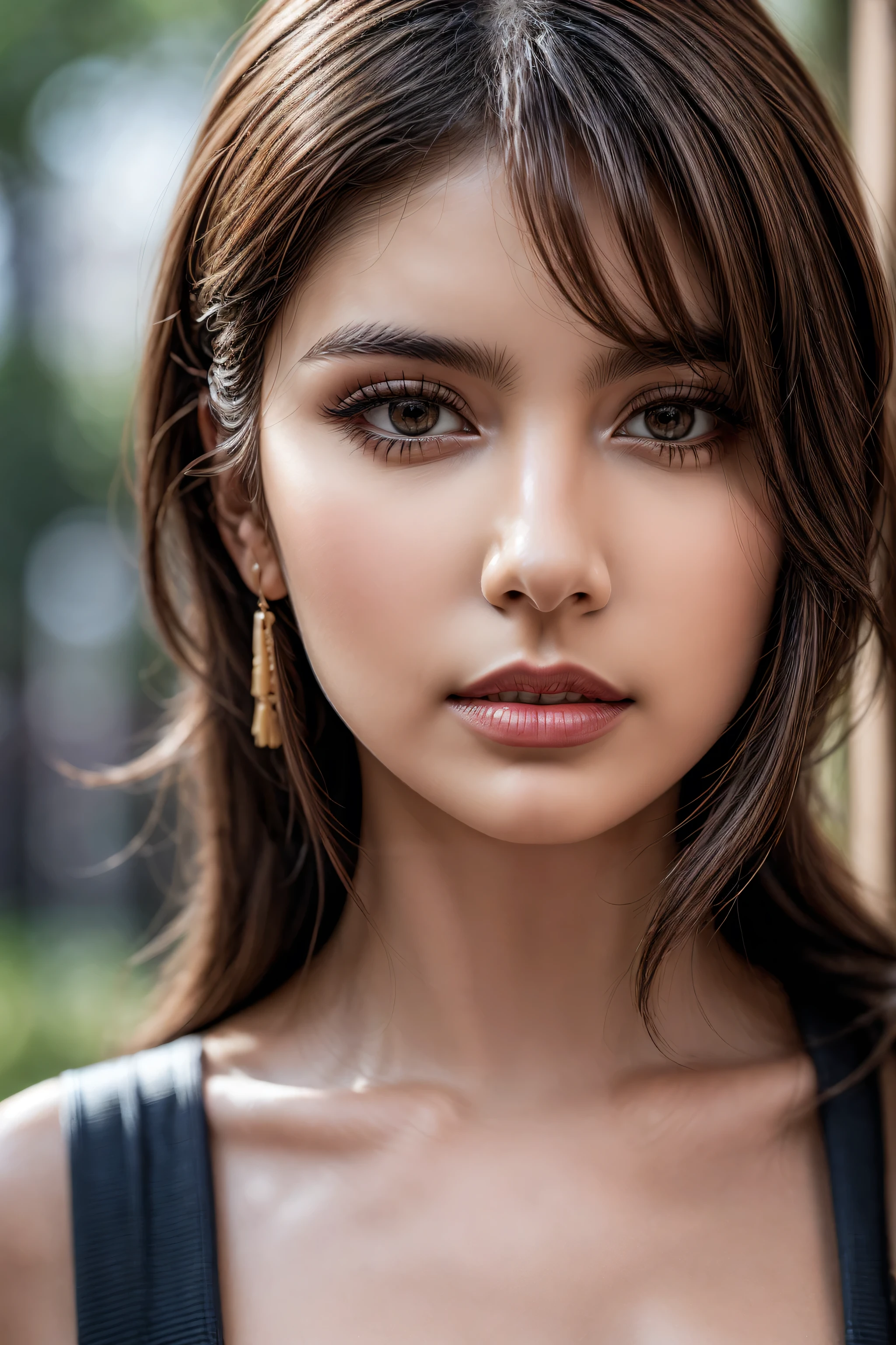  [Style: "Photorealistic, cinematic, cyberpunk"](Key Directive: "Ultra-sharp human eyes with biological accuracy"){ Character: "38-year-old Caucasian woman" | Face: - "symmetrical pale skin (subsurface scattering:1.3), full lips (vertical lip wrinkles:0.7)" - "Eyes: (acid-resistant terminology) (macro-details:1.5): Moist corneal surface (visible aqueous layer:1.2) Hyper-detailed iris stroma (green with gold flecks) Precise limbal ring (slightly darker pigmentation:1.1) Pupil micro-texture (irregular edge authenticity:0.9) * Vasculature in sclera (subtle red veins radiating from limbus)" - "Lashes: blue individual synthetic fibers (crosshatched roots:1.2, clump-free separation)" | Hair: "white braid with split-end realism (neon light diffraction patterns)" | Pose: "combat-ready stance (biomechanically plausible spinal twist)" Technical Specs: (Optics: - "Zeiss Otus85mm f/1.4 lens (eye refraction calculations:1.3)" - "Shutter Speed:1/500 (freeze eye micro-movements)" - "Focus Stacking:7-point coverage on iris plane" (Post-Processing: - "Frequency separation for skin vs eye details" - "Selective sharpening: eyes200%, hair80%" - "Denoise: luminance20, color35 (retain corneal speculars)") Attire: [Top: "white leather crop top (wrinkled texture, sweat sheen:0.6)"] (Post-Processing: "motion blur on swinging braid, chromatic aberration:0.5") (Render Engine: "Unreal Engine 5 path tracing, 16K texture maps") }