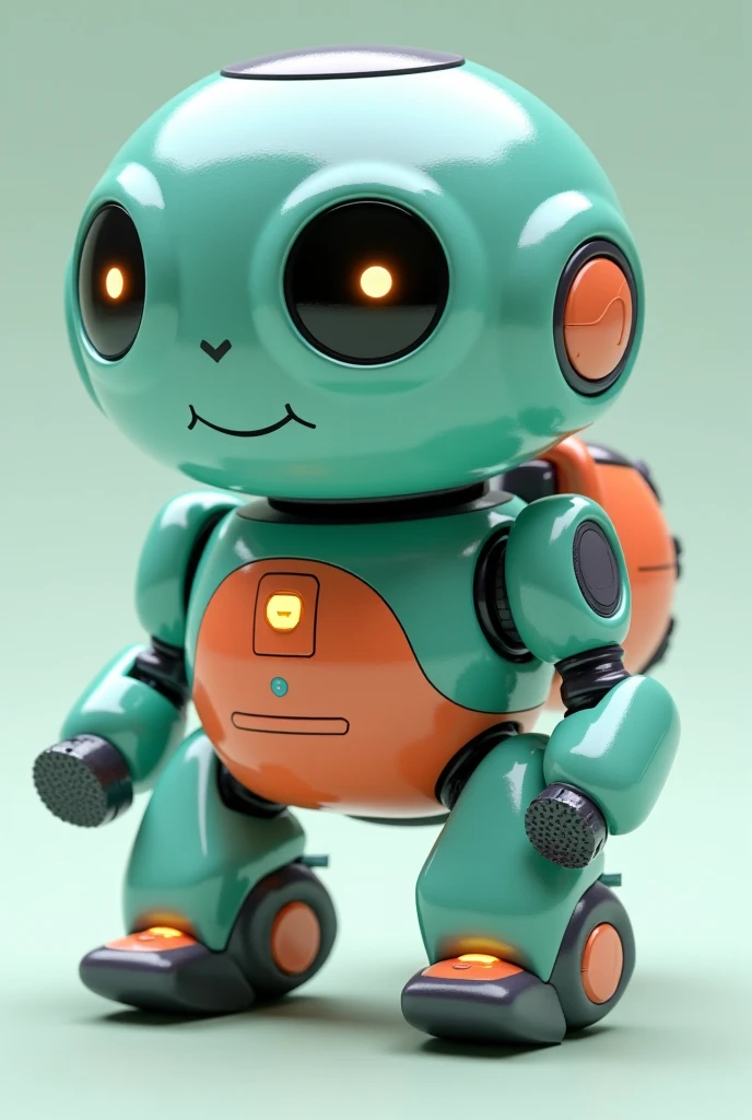 robot
* Rounded Form Factor:
* Instead of sharp angles, the chassis has smooth, rounded edges, giving it a friendly appearance.
* Think of the shape of a friendly turtle or a playful otter.
* Large, Expressive "Eyes":
* The optical sensors are housed in large, clear domes that resemble big, curious eyes.
* These "eyes" can subtly change color or pattern to indicate the robot's status or activity.
* Friendly "Face":
* A small, illuminated panel on the front of the robot can display simple, animated expressions (e.g., a gentle smile, a blinking pattern).
* The acoustic sensors can be hidden behind a grill that resembles a small, cute mouth.
* Soft, Tactile Surfaces:
* The outer shell is coated with a soft, rubberized material that makes it pleasant to touch.
* This also helps protect the robot from minor bumps and scratches.
* Playful Movement:
* The articulated legs move with a slightly bouncy, energetic gait.
* In water, the caudal fin wiggles with a playful, otter-like motion.
* Bioluminescent Accents:
* Soft, glowing lights along the robot's edges and joints create a gentle, inviting aura.
* These lights can also serve as communication signals for other Eco-Guardians or researchers.
Modular "Backpack
* The backpack can have small, animated features, like opening panels that reveal the tools inside.
* Color Palette:
* Use a soft, pastel color palette with accents of vibrant, natural colors (e.g., teal, coral, moss green).