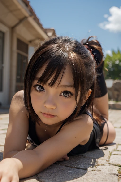 Six-year-old girl pouts her ass