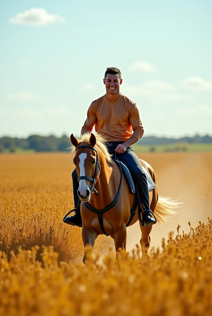 Delicate,Masterpiece, finely detailed, Intricate details, Extremely realistic, 1boy,Muscular,  Topless, Prairie scenery, ride horse