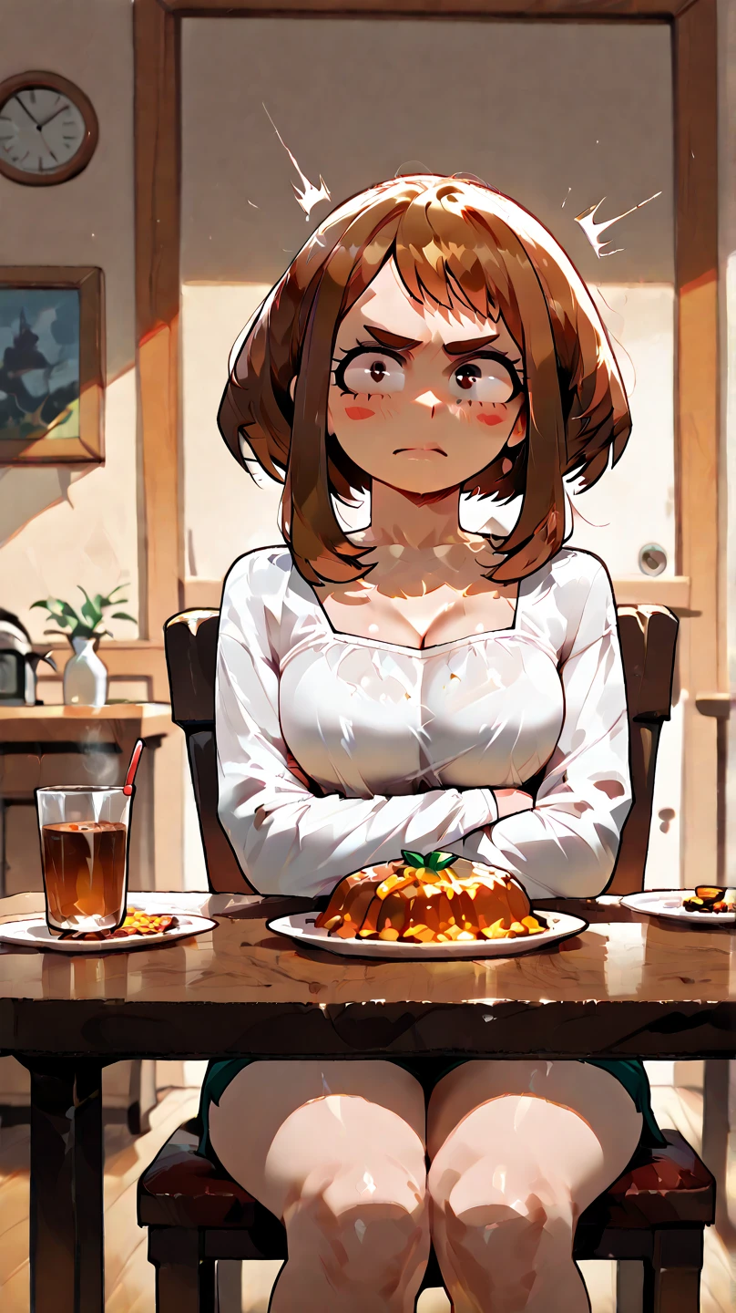 ((kugisaki nobara)),((velocity)),Yellow smoke,Attacked by farts, (((Women sitting)),velocity,(Yellow smoke is rising),i'i'i'i'i'i'dining table)),((One Woman)),((A girl smells a fart and smiled faintly)),((fart while eating)),sit on chair,((blushing)),(masterpiece:1.2、top-quality)、(the Extremely Detailed CG Unity 8K Wallpapers、ultra-detailliert、Best Shadows)、(细致背景)、(The best lighting、extremely delicate and beautiful)、depth of fields、1girl in、独奏、looking arround her,Women wear jujutsu school uniform,Ephemeral,,(brownhair),(jujutsu outfit)),((((Girl is embarassed when she smells the bad smell of farts)))),outfit like a jujutsu witch,((((profile facing diagonally)))),((i'I closed my mouth with hand feel embarassed...)),(()),((embarassing look)),((massive fart)),((fart text))