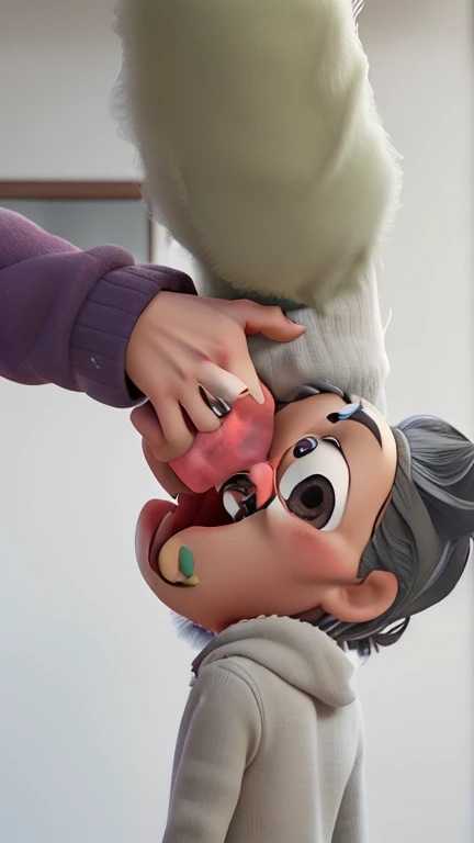 score_9,score_8_up,score_7_up,score_6_up,score_5_up,score_4_up judy jetson, white hair, black eyes, scifi openwide, open mouth, finger in another's mouth, mouth pull