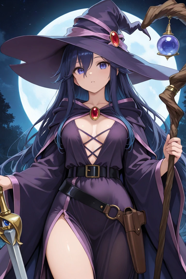((Best masterpiece, Perfect quality, Ultra detailed)), A witch girl, With skinny body, With small breasts, Wearing goth robe, Giggling