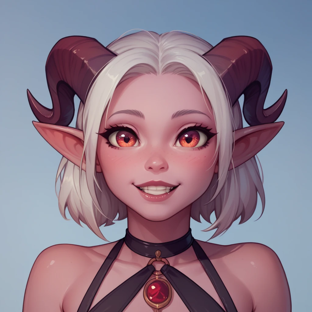 1 girl, monster girl, gradient, colored leather, portrait, emotion on face