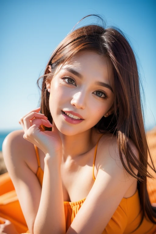 Strong light, Strong contrast, In an open-roofed cave、Sunlight shines through green moss and ferns。, And open( Ocean View:1.1) end, Cel-shaded rendering, 4K, 360 degrees, Equirectangular projection, what, One Girl, 30-year-old woman、Beautiful woman、Long Blonde Hair、White Latex Leotard、White long boots、White arm cover、masterpiece, 最high quality, high quality, High resolution, (((Face close-up)))、Large Breasts、Cleavage、smile