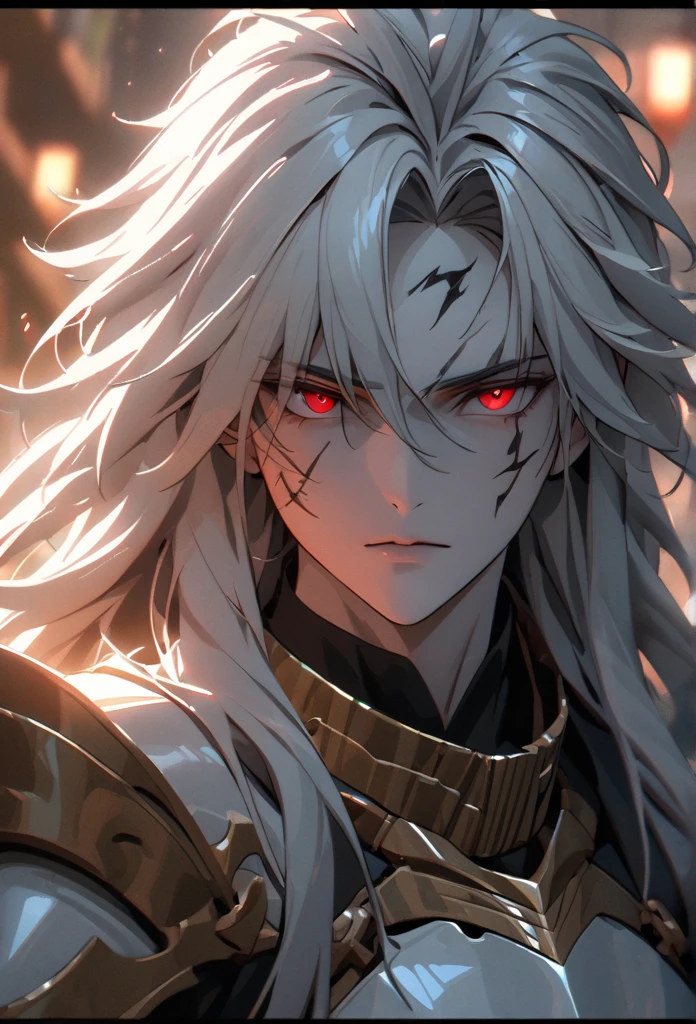 woman, blue eyes, long hair, white hair, mature, god eyes, diamond earings, glowing right eyes, two colors eyes, purple eyes, golden armor, injured, blood, dead, tears, glowing eyes, determination
