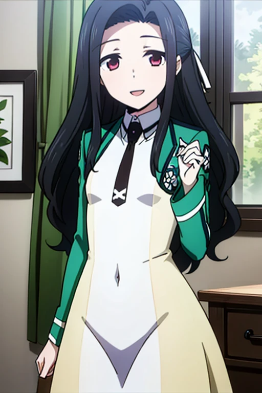 masterpiece, high quality, best quality, 1girl, solo, (muscular female:1.0), (super gigantic breasts:1.0), (closed mouth, half smile), hasegawa chisato, long hair, black hair, thighhighs, red framed glasses, green sweater, ahoge, garter straps, skirt, lab coat, anime screencap, anime key visual, (fully clothed:1.0), full body <lora:hasegawa chisato:0.80>