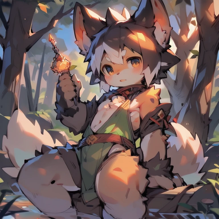 Wolf Boy,Wolf-eared boy,bow箭手少年,Hunter Junior,furry,furry,hairy,Blonde hair all over,Golden fur,Golden fur,绿色bow箭手服装,hunter costume,hunter costume,furry,白色丝绸Knee socks,Knee socks,蕾丝花边Knee socks,Lace style decoration,shorts,蕾丝花边shorts,运动shorts,皮革shorts,Big Ass,Pseudo-sissy ass,femboy,绿色hunter costume,Forest Background,Jungle Background,Outdoor Background,bow,手持bow,Archery pose,Archery pose,手持bow,bow箭,flat chest,Chest wrap