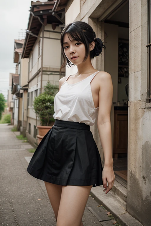 Filipina in city, teen ager, dress cute.