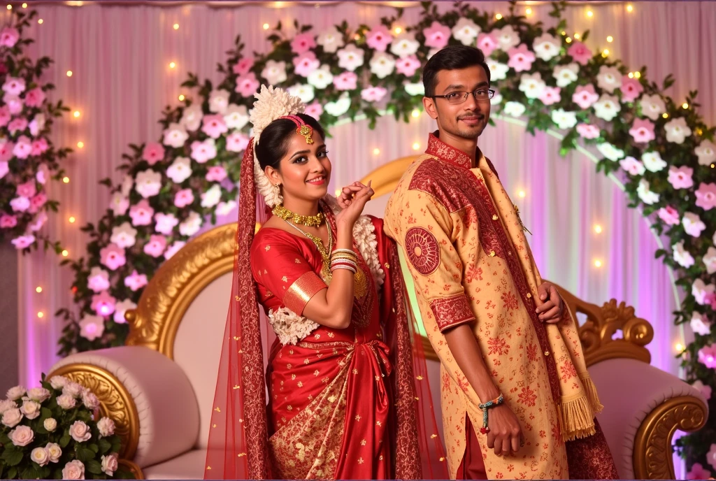 A beautiful woman with red lengha