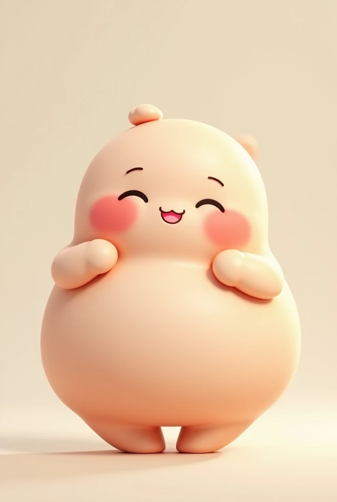 Small Cute smiling dumpling character with cute little hands
