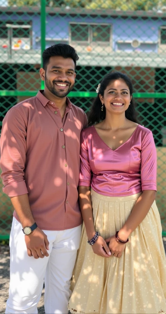 College Days Together: A joyful college campus scene with Rahul and Nandini laughing together, creating happy memories. Emphasize their close bond and carefree days.