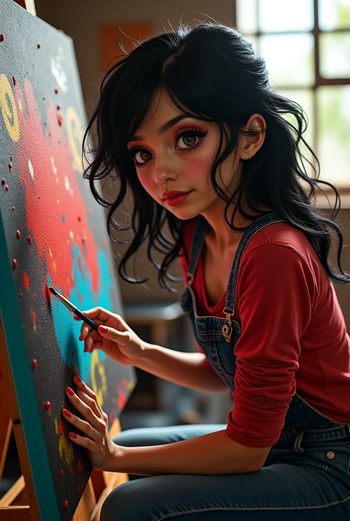 Person painting: In the center of the poster, there is an image of a person focusing on painting with a framed brush in front, full body. This person is a female student who wants to exercise the spirit of creativity.
Colorful paintings: Paintings created by painters contain fresh and diverse colors. This can realize the unlimited idea that Mentos brings.
Floating Mentos Particles: Around the person and the picture, there are Mentos candies floating around. These beads can have similar colors to paintings, creating an interesting color effect.