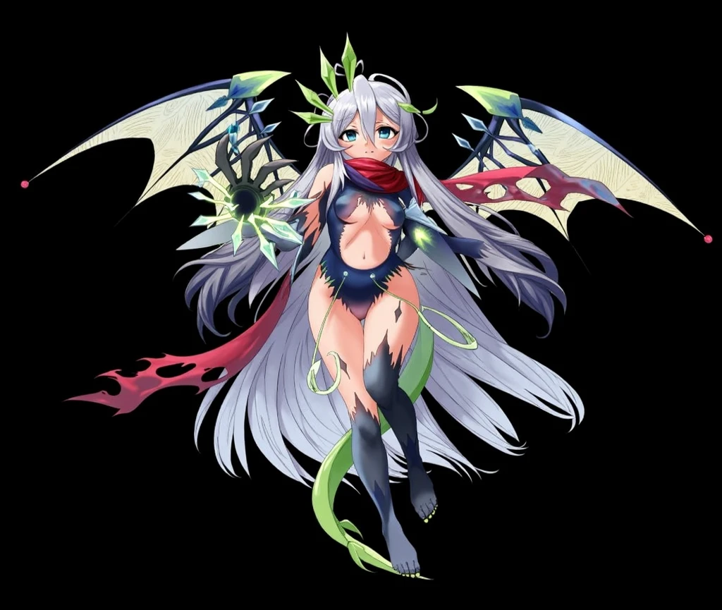 The girl mecha bone dragon has six wings and long hair and one eye