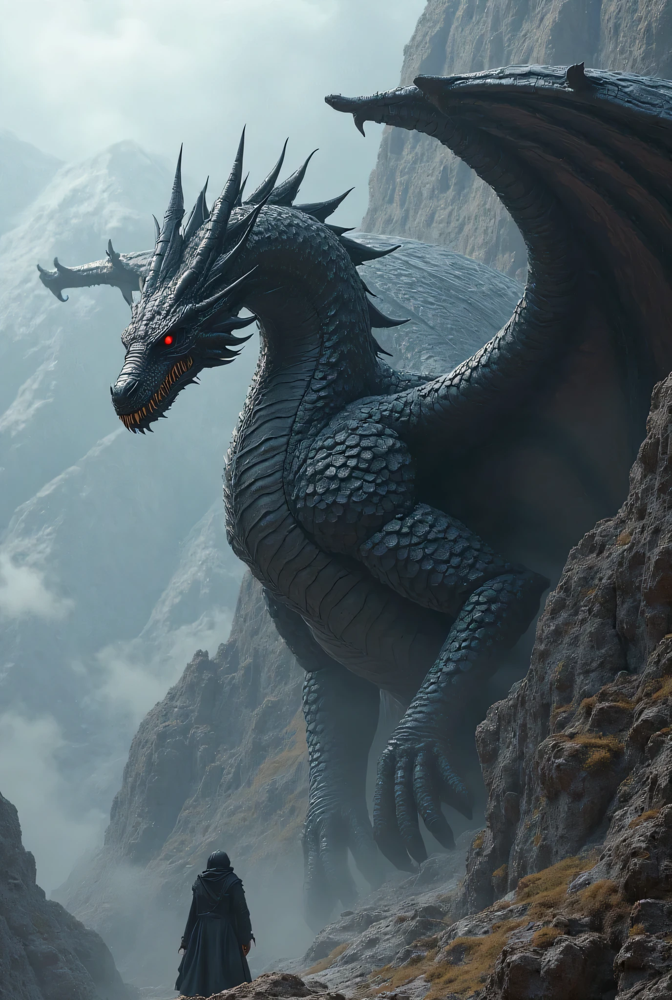 Create a balerion the black dread dragon images in 
sky  house of the dragon 
