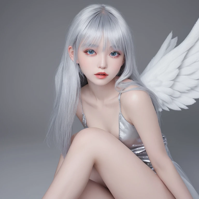 ((Super beautiful illustrations, 8K, masterpiece :1.2, Clear focus :1.2, Depth of Field:1.2)), Beautiful female swordsman, absurd, Highly detailed face and skin textures, Silver Hair, Black Armor, Flame armor, Cloak of flames, A flame-wrapped sword, Wings of Fire, Determination to overcome grief, Your gentle eyes reveal a firm determination , Strong soul woman in transparent dress,Viewer,(((Full breasts, Keeley University))),Slim waist,(Navel exposed,Bare waist), Long hair, extreme detailed details, Detailed fantasy art, Stunning character art, Beautiful and exquisite character art, Beautiful transparent dress, Very detailed, Girl wearing flowing Hanfu, Exquisite headpieces and jewellery,Crystal jewelry filigree, galaxy, Stunning visuals, (Dynamic Stripes, light rail:1.2), Vibrant colors,Long hair动漫女孩和狐狸, 美丽的白金色Angel女士, 白毛Angel, Beautiful character painting, Beautiful anime portrait, Angel翅膀的女孩, a beautiful Angel woman, Mystical artwork, Guweiz, by Ren Renfa, Angel, Large Breasts，Full breasts，Golden ratio figure，Perfect body，Ultra wide-angle shooting，Full body shot，Body close-up，Full body shot，Wearing a pleated tulle skirt，Soft anime illustration, Soft dark background，Fujifilm XT3 Clear focus, f 5.6, High Detail, Clear focus, Dramatic, (Wearing openwork clothing), (Looking at the audience:1.8), (Natural light), (Tempting)translucent, Good velvet quality, Compared, Divine Light,, Silver gray hair, Sky background, Absolute Strength,女性Angel，Girl in sexy silk,，Large Breasts，Full breasts，Golden ratio figure，Perfect body，Ultra wide-angle shooting，Full body shot，Body close-up，Full body shot， Wearing a tulle dress, Model shooting style, Large Breasts，Full breasts，Golden ratio figure，Perfect body，(Extremely detailed CG 8k wallpaper unit), The most beautiful artistic photos in the world, , 8K Ultra HD, ) On the big white bed，Lazy gesture，Charming and seductive expression，best quality,masterpiece,Ultra-high resolution,(Practical:1.4),original photo,Ultra-high resolution，White skin，Exquisite makeup，Long legs，Bright beautiful eyes，用深色眼影打造Exquisite makeup，