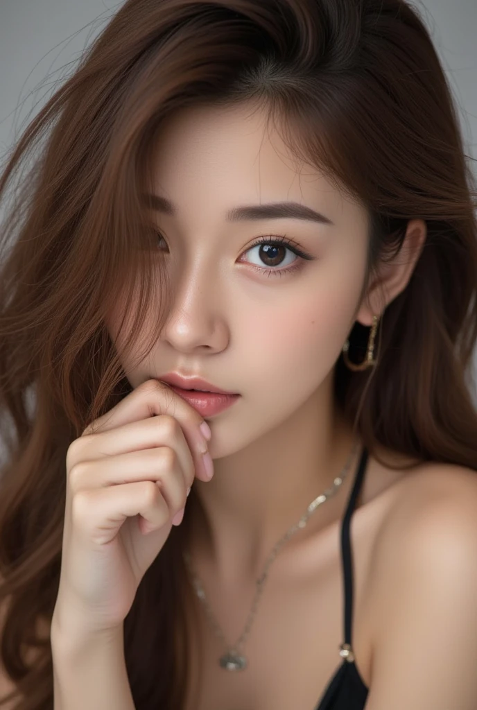 um close up de uma mulher com cabelos longos usando um top azul, Mulher sul-coreana bonita, mulher coreana jovem bonita, linda mulher coreana jovem, Jaeyeon Nam, menina coreana, young adorable korean face, Heonhwa Choe, maquiagem coreana popular, Lee Ji-eun, Lee Ji - Eun, Mulher coreana, asian beautiful face, Gongbi, Jinyoung Canela