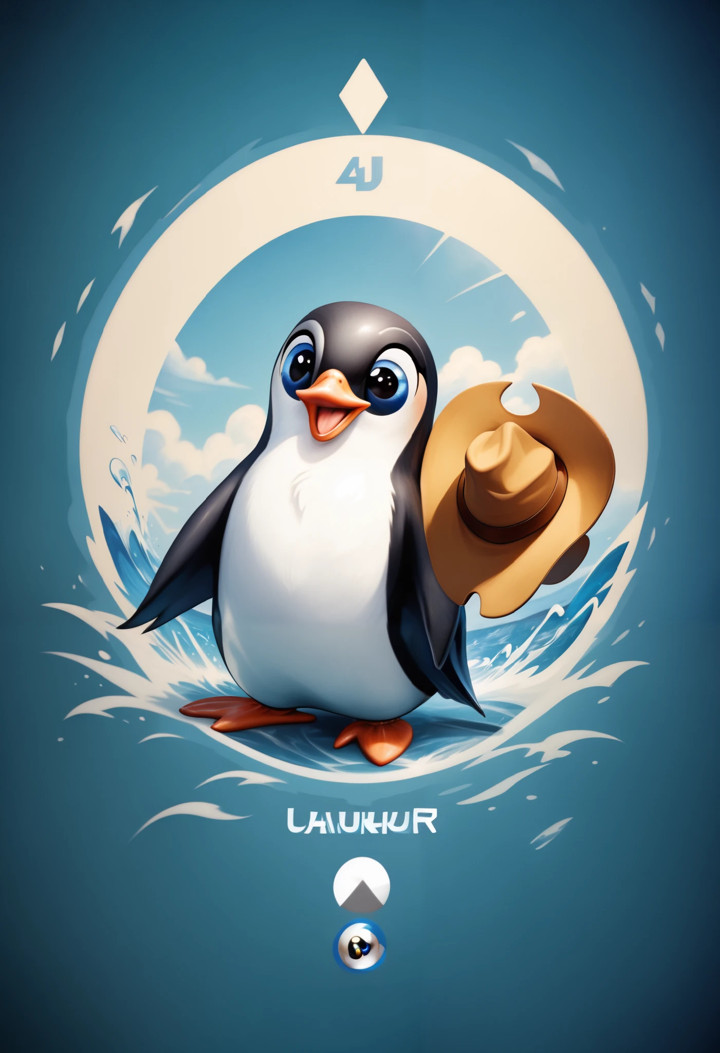 there is a cartoon penguin in farwest, ((with a cowboy hat)), western scenery, black and white penguin, round logo icon avatar, adorable digital painting, blue penguin, cute 3 d render, twitch streamer / gamer ludwig, cute digital art, cute detailed digital art, hd wallpaper, wallpaper 4 k, wallpaper 4k, valve promotional splash art, amazing wallpaper, splash art, desktop background